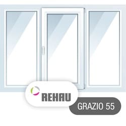 Трехстворчатые окна Rehau Grazio (55 створка) 2000*1400