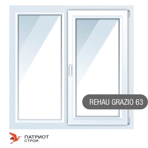 Двухстворчатые окна Rehau Grazio (63 створка) 1400*1400
